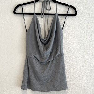NWT Black Halo Silver Cowl Halter Top